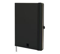 FINOCAM - Nexo Notebook with Hard Cover Horizontal Ruled Black | A5 Notebook with Micro-Perforated Pages | Pocket and Pen Holder | 72 Pages, Ideal for Taking Notes and Writing