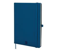 FINOCAM - Nexo Notebook with Hard Cover Horizontal Ruled Navy Blue | Small Notebook with Micro-Perforated Pages | Pocket and Pen Holder | 72 Pages, Ideal for Writing
