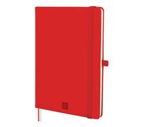FINOCAM - Nexo Notebook with Hard Cover Horizontal Ruled Red | A5 Notebook with Micro-Perforated Pages | Pocket and Pen Holder | 72 Pages, Ideal for Taking Notes and Writing