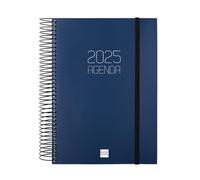 Finocam - Opaque Spiral Diary 2025 1 Page per Day January 2025 - December 2025 (12 Months) Italian Blue