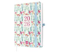 Finocam - Planner 2026 1 Day to View | January - December (12 months) | A5 Planner with elastic band and knitted tape | Softcover Capri - Happy - International