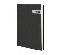 Finocam - Planner 2026 1 Day to View | January - December (12 months) | Annual Planner 2026 with knitted tape | Hardcover Porto - Black - International