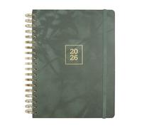 Finocam - Planner 2026 1 Day to View | January - December (12 months) | B5 Annual Planner 2026 with elastic band | Hardcover Double Spiral Optimal - Emma - International