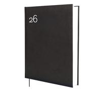 Finocam - Planner 2026 2 Pages Day | January - December (12 Months) | Annual Planner 2026 | Bound Padded Hardcover Milano - Black - International