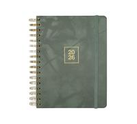 Finocam - Planner 2026 Horizontal Week to View | January - December (12 months) | Annual Planner 2026 with elastic band | Double Spiral Hardcover Optimal - Emma - International