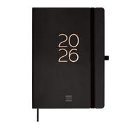 Finocam - Planner 2026 Vertical Week to View | January - December (12 months) | A5 Planner with elastic band and knitted tape | Softcover Capri - Black - International