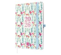 Finocam - Planner 2026 Vertical Week to View | January - December (12 months) | A5 Planner with elastic band and knitted tape | Softcover Capri - Happy - International