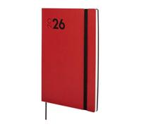 Finocam - Planner 2026 Vertical Week to View | January - December (12 months) | Annual Planner 2026 with elastic band and knitted tape | Softcover Mara - Red - International