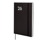 Finocam - Planner 2026 Vertical Week to View | January - December (12 months) | Annual Planner 2026 with elastic band and knitted tape | Softcover Mara - Black - International