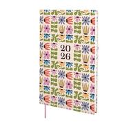 Finocam - Planner 2026 Vertical Week to View | January - December (12 months) | Annual Planner 2026 with elastic band and knitted band | Hardcover Porto Design - Dusty pink - International