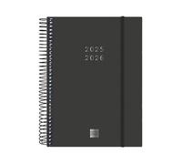 Finocam - Spiral 18-Month Planner 2025-2026 2 Days per Page July 2025 - December 2026 (18 Months) International Black