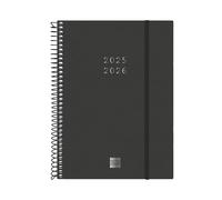 Finocam - Spiral 18-Month Planner 2025-2026 Horizontal Week View July 2025 - December 2026 (18 Months) International Black