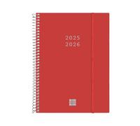 Finocam - Spiral 18-Month Planner 2025-2026 Horizontal Week View July 2025 - December 2026 (18 Months) Red International