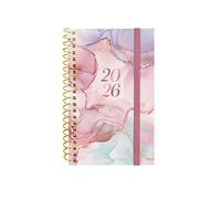 Finocam - Spiral Agenda 2026 Week to View Horizontal | January - December (12 months) | Yearly Agenda 2026 | Polypropylene Cover Spiral Design Collection - Goldy