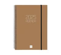 Finocam - Spiral Agenda Opaque 2025 Week to View Horizontal January 2025 - December 2025 (12 months) Spanish Brown