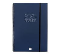 Finocam - Spiral Agenda Opaque 2025 Week to View Vertical January 2025 - December 2025 (12 months) Spanish Blue
