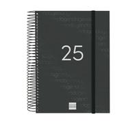 Finocam - Spiral Agenda Year 2025 1 Day Page January 2025 - December 2025 (12 months) Black Spanish