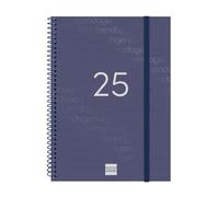 Finocam - Spiral Agenda Year 2025 Week to View Horizontal January 2025 - December 2025 (12 months) Catalan Blue