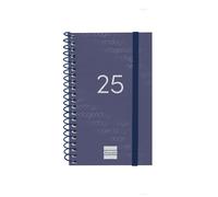 Finocam - Spiral Agenda Year 2025 Week to View Horizontal January 2025 - December 2025 (12 months) Spanish Blue