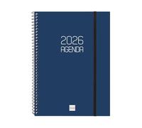 Finocam - Spiral Diary 2026 Horizontal Layout Week | January - December (12 Months) | 2026 Yearly Planner with Elastic | Matt Spiral Polypropylene Cover - Blue - Italian