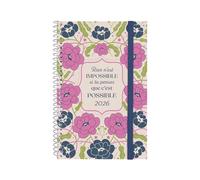 Finocam Spiral Diary 2026 Week on 2 Pages Horizontal Presentation | January - December | Year Planner 2026 | Polypropylene Cover Spiral Design Collection - Impossible - French