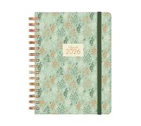 Finocam - Spiral Planner 2026 1 Day to View | January - December (12 months) | Annual Planner 2026 with elastic band | Double Spiral Hardcover You - Wheat - International