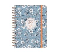 Finocam - Spiral Planner 2026 1 Day to View | January - December (12 months) | Annual Planner 2026 with elastic band | Double Spiral Hardcover You - Cotton - International