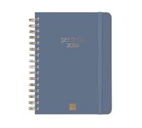 Finocam - Spiral Planner 2026 1 Day to View | January - December (12 months) | Annual Planner 2026 with elastic band | Double Spiral Hardcover Spiral Alma - Blue - International