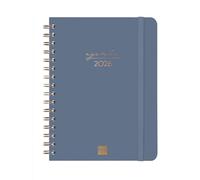 Finocam - Spiral Planner 2026 Vertical Week to View | January - December (12 months) | Annual Planner 2026 with elastic band | Double Spiral Hardcover Spiral Alma - Blue - International