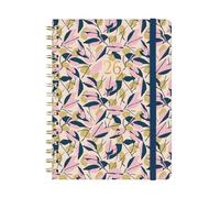 Finocam - Spiral Planner 2026 Vertical Week to View | January - December (12 months) | Annual Planner 2026 with elastic band | Double Spiral Hardcover You - Leaves - International