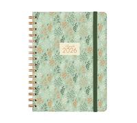 Finocam - Spiral Planner 2026 Vertical Week to View | January - December (12 months) | Annual Planner 2026 with elastic band | Double Spiral Hardcover You - Wheat - International
