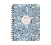 Finocam - Spiral Planner 2026 Vertical Week to View | January - December (12 months) | Annual Planner 2026 with elastic band | Double Spiral Hardcover You - Cotton - International
