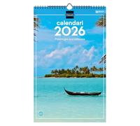 Finocam - Wall Calendar 2026 25x40 cm Month View January - December 2026 + Sep.- Dec. 2025 (4 months) reduced | Calendar 2026 | Images Paradise landscapes - Catalan