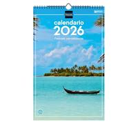 Finocam - Wall Calendar 2026 25x40 cm Month View January - December 2026 + Sep.- Dec. 2025 (4 months) reduced | Calendar 2026 | Paradise landscapes images - English