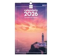 Finocam - Wall Calendar 2026 25x40 cm Month View January - December 2026 + Sep.- Dec. 2025 (4 months) reduced | Calendar 2026 | Magical sunsets images - Spanish