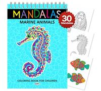 Finoly Mandala Colouring Book for Kids Sea Animals Reduces Stress | Mandala Animals Coloring Book Creativity and Mindfulness | Mandala Colouring Books Kids A4 | Mandalas Books for Children