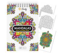 Finoly Mandala Colouring Books for Adults in A4 | Adult Colouring Books for Women and Men | Mandalas Relaxation and Teens Stress Relief, Spiral Bound | VOL 2
