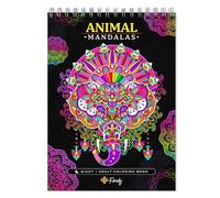 Finoly Mandalas Adult Colouring Book Does Not Bleed Ink | Mandalas Adult Notebook with 30 Illustrations | Mandala for Adult Coloring Animals A4 | Premium Paper Spiral Binding (Night)