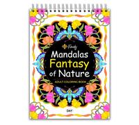 Finoly Mandalas Coloring Book | Adult Mandalas Notebooks for Kids | Mandalas for Coloring in A4 Size | Premium Paper | Spiral Binding (Day Fantasy of Nature)