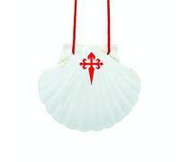 Finoly Shell on the Way of St. James | Pilgrim Vieira with Cross of Santiago and Lanyard for Hanging Xacobeo Jacobeo