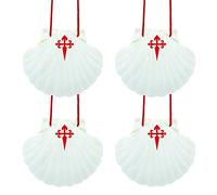 Finoly Shells on the Way of St. James | Pilgrim Vieira with Cross of Santiago and Lanyard for Hanging Xacobeo Jacobeo