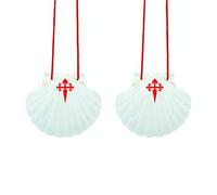 Finoly Shells on the Way of St. James | Pilgrim Vieira with Cross of Santiago and Lanyard for Hanging Xacobeo Jacobeo