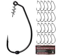 FINOSEAK Wide Gap Swimbait Hooks with Spring Screw Lock, Weedless Bass Fish Hooks with Rubber Keeper Bead Ultra Sharp Soft Plastic Worm Hooks for Bass Fishing 1/0-6/0 (Selected Sizes Kit)