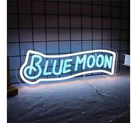 FINOTI Blue Moon Neon Lights Halloween Party Neon Sign Christmas Party Led Neon Sign Art Beer Bar Club Christmas Party Led Art Wall Hanging Neon Night Light USB With Switch