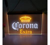 FINOTI Corona Beer Neon Sign Extra Beer 2 Color Display LED Neon Sign Bar Bistro Restaurant Hotel Ambience Decoration Home Decoration Bedroom Wall With Chain,JX,11.8"x7.9"
