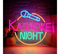 FINOTI Karaoke Night Neon Lights Karaoke Party Led Neon Sign Wall Mounted Night Light Wall Art Gifts Decorations Game Room Man Cave Bar Pub Karaoke Party Birthday Gift Usb With Switch
