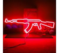 FINOTI Pistol Neon Signs Pistol Shaped Led Neon Lights Hanging Art Night Light Gun Lamp For Game Room Wall Decor Gift Usb With Switch,F