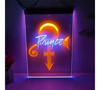 FINOTI Prince Illuminated Advertisement "Prince Symbol with 2 Colour Display Bar, Bistro, Restaurant, Hotel, Party, New Home Decoration, Ambient Decoration, House Decoration with Chain, A, 15.7 x 11.8