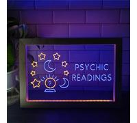 FINOTI Psychic Readings Crystal Ball Dual Color LED Neon Sign Photo Frame Creative Table Lamp Bedroom Desk Wood 3D Night Light Bedroom Bar Bar Club Teen Room Art With Switch,C,42x32cm