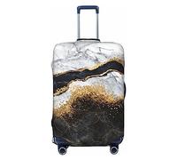 FINOWIN Travel Luggage Cover Suitcase Protector, Colorful Rainbow Paint Splatter Washable Elastic Suitcase Cover for Wheeled Suitcase, White Black Gold Marble Abstract, XL (for 29-32 Inch Luggage)